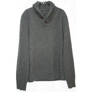 J.Crew 100% Lambswool 2-Button Shawl Collar Sweater‎ Gray Mens M Heritage Preppy